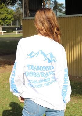 Diamond Cross Ranch Trailblazer Long Sleeve Shirt Jackson Hole White Blue XL
